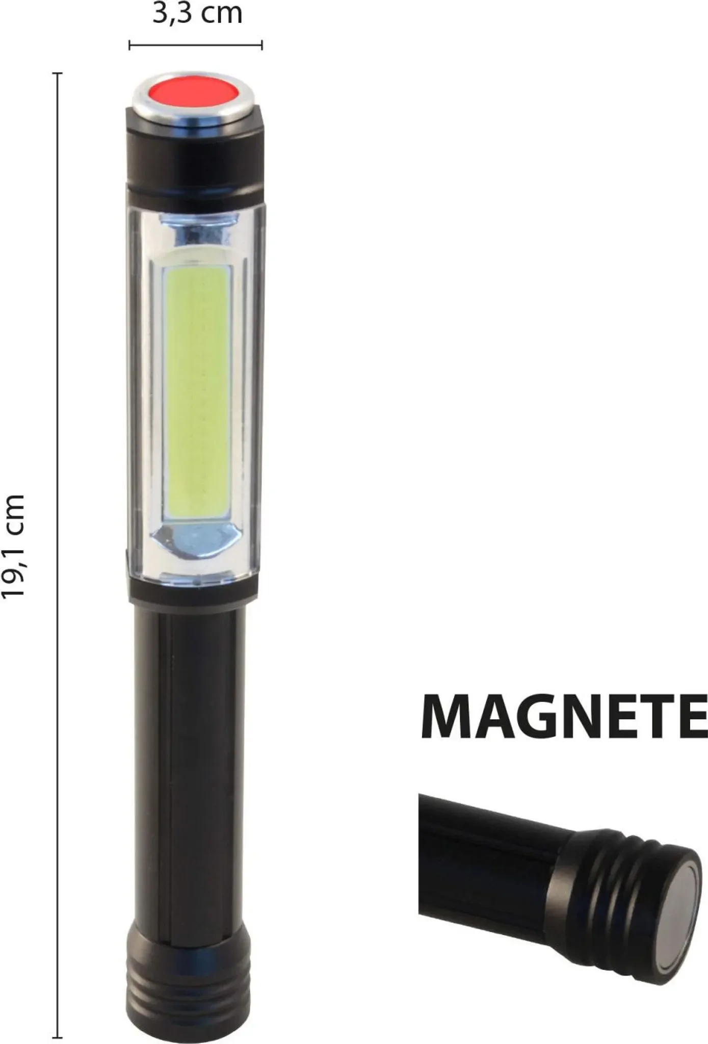 COB LED Taschenlampe Aluminium – 3 W, 400 lm